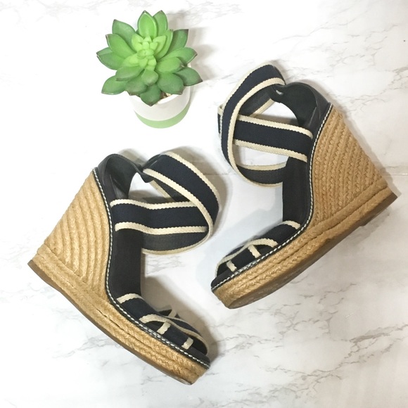 Tory Burch Shoes - ✨SALE✨ Tory Burch Adonis Espadrille Navy Wedges